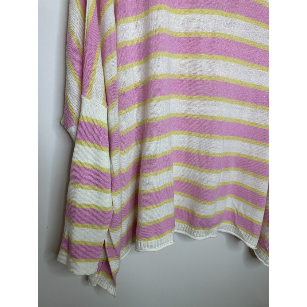 MERSEA Catalina Crewneck Sweater One Size Pink Yellow Striped Oversized Mer Sea - Picture 3 of 12